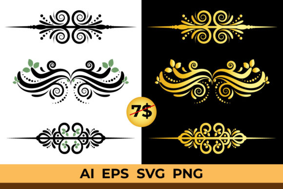 A Designer's Review of Golden Floral Graphic Elements