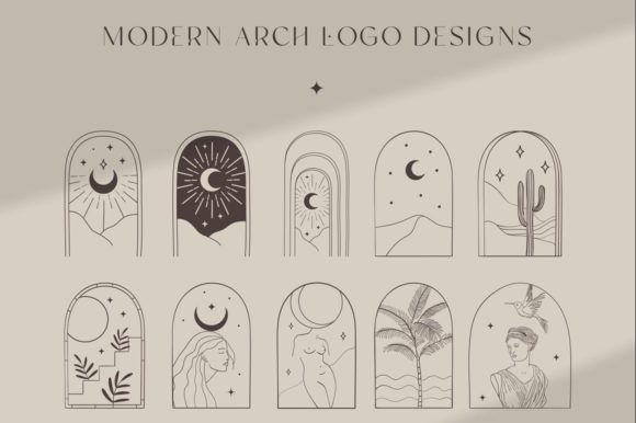 Bohemian Modern Arch Logo Graphics for Local Branding