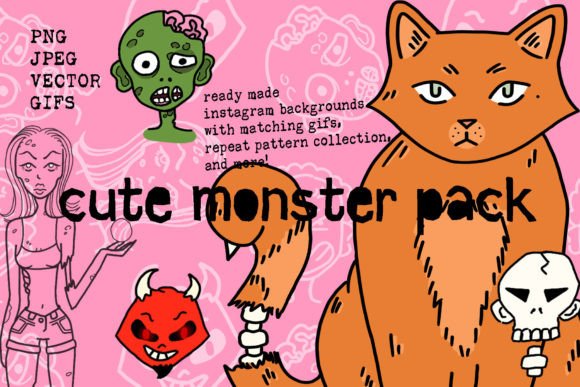 Cute Halloween Monster Graphics for Crafty Illustrations