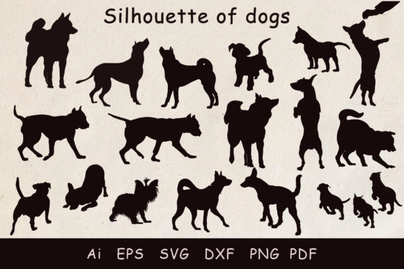 Dog Silhouettes Graphics for Warm Decorative Elements