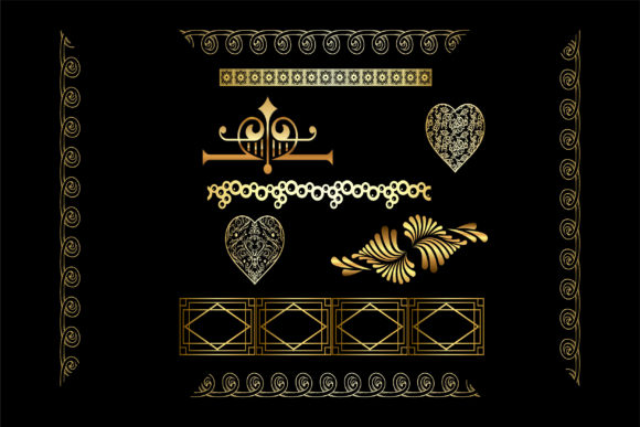 Elegant Golden Line Elements: A Designer's Print Graphics Review