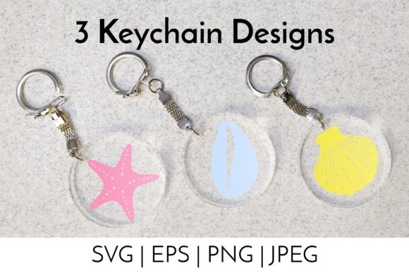 Keychain Beach Summer Seashell Design for Digital Graphics