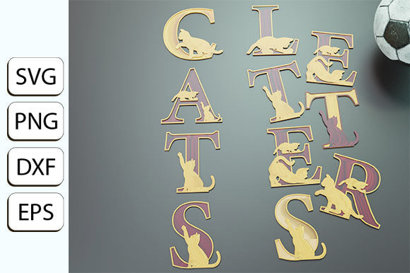 Layered Cats Letters as Graphics for Decorative Branding