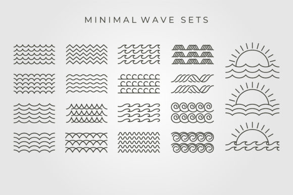 Reviewing Set Bundled Wave Symbol Vector Graphics & Decorative Elements